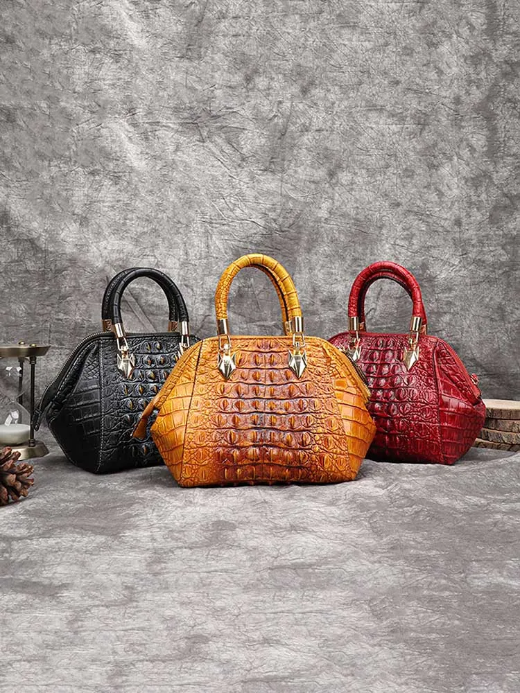 Vintage Leather Fashion Crocodile Pattern Shell Bag