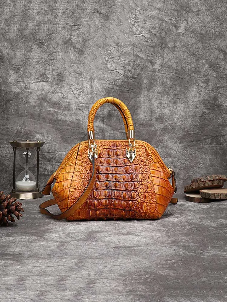Vintage Leather Fashion Crocodile Pattern Shell Bag