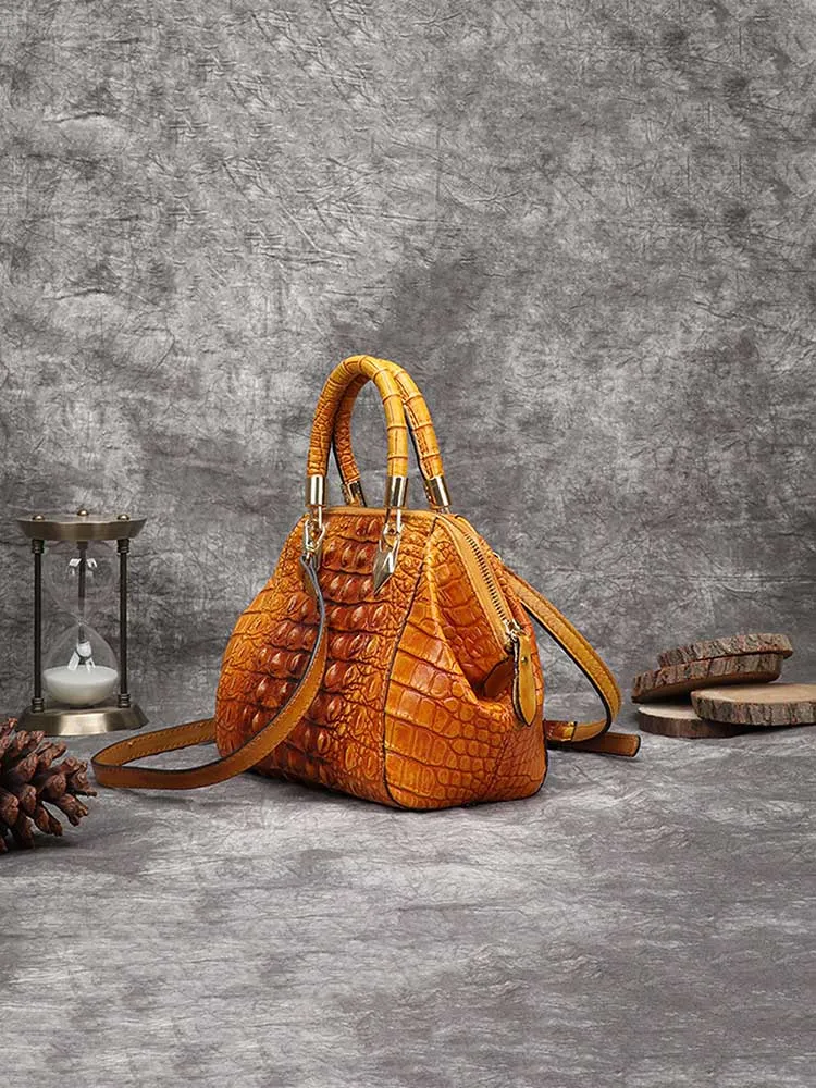 Vintage Leather Fashion Crocodile Pattern Shell Bag