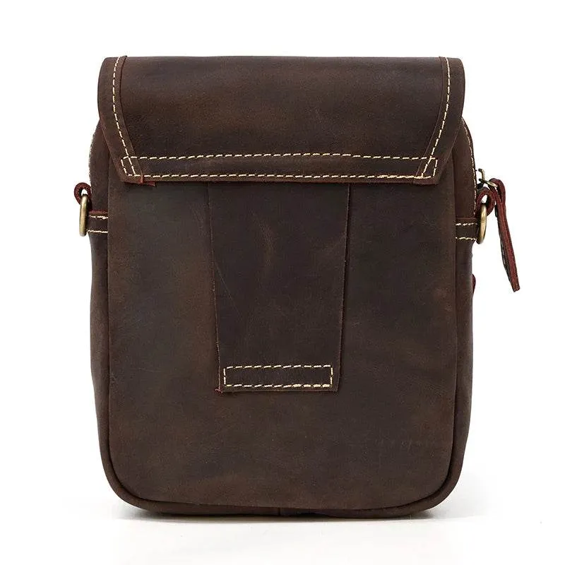 Vintage Leather Small Shoulder Waist Belt Bag for Men