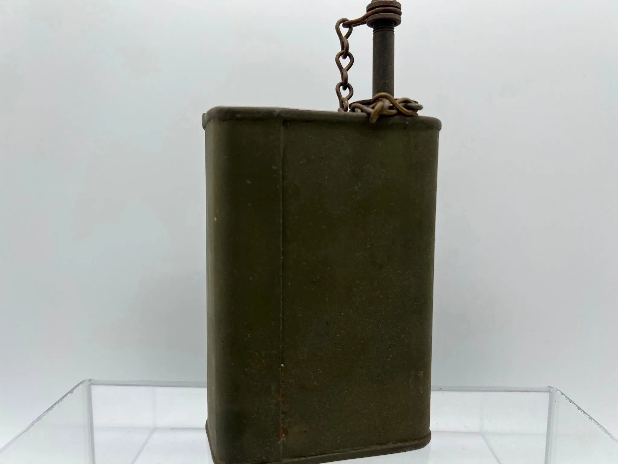 Vintage Lube Oil MG Military Can with Brass Lid WW tin