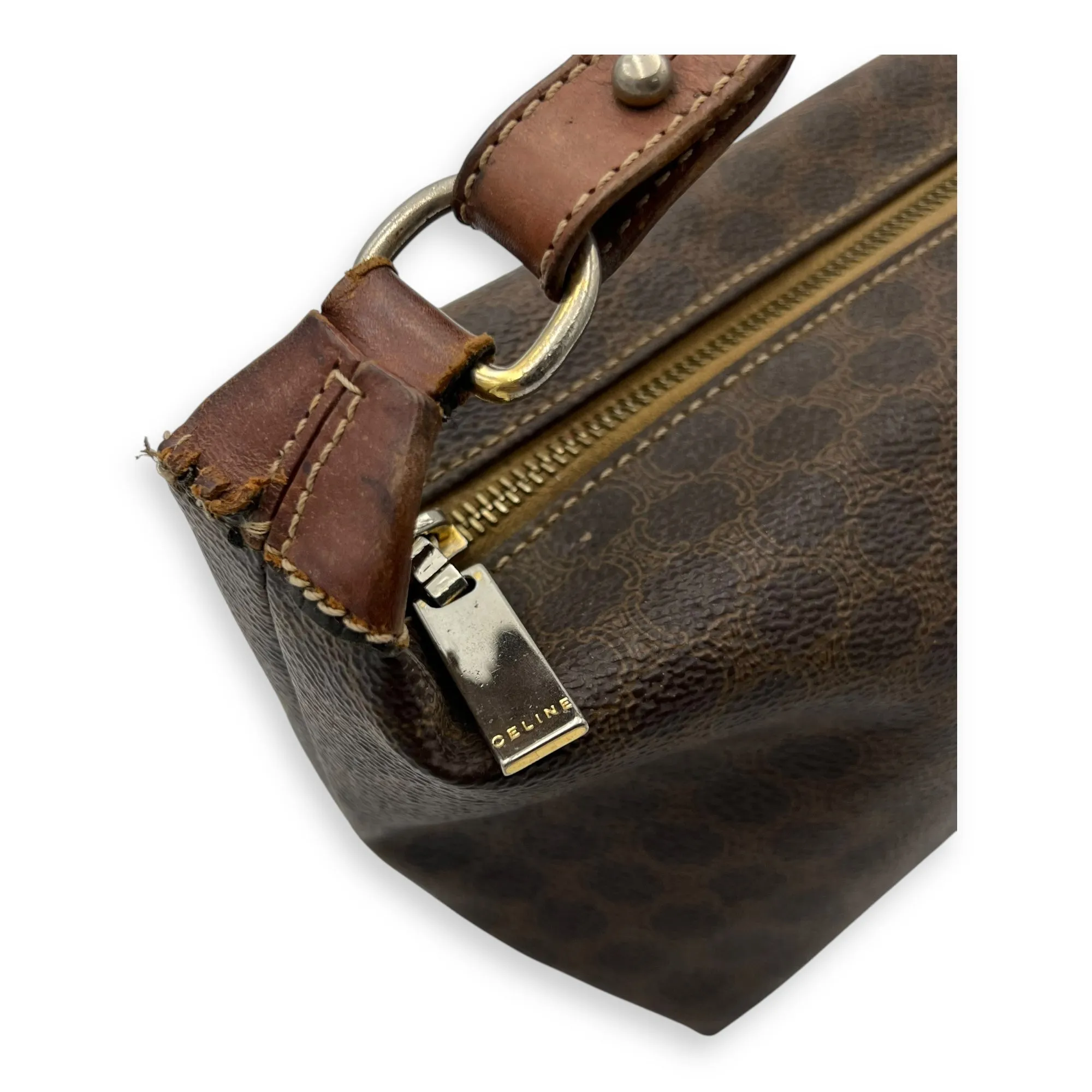 Vintage Macadam Boston Shoulder Bag Brown in Coated Canvas, Gold hardware