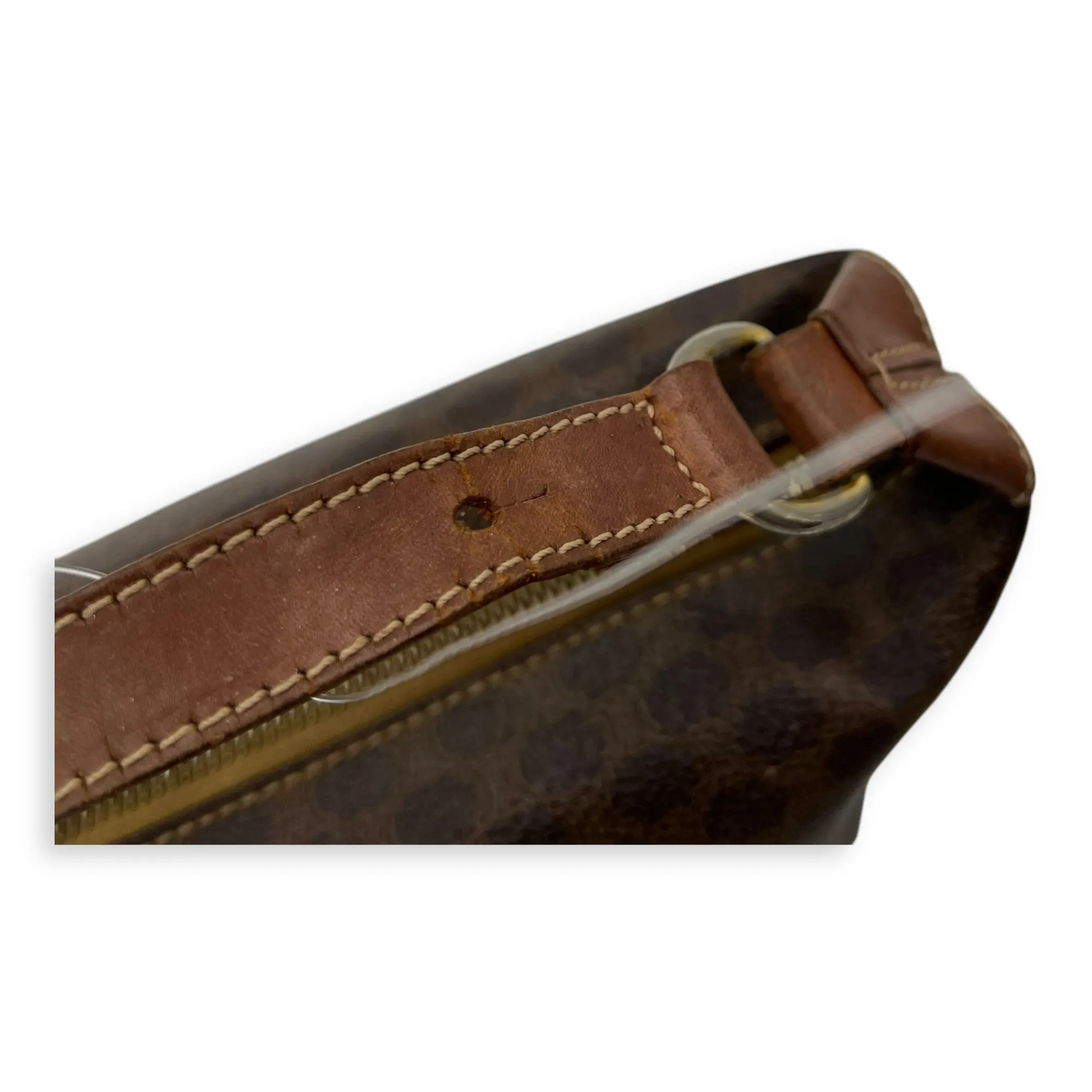 Vintage Macadam Boston Shoulder Bag Brown in Coated Canvas, Gold hardware