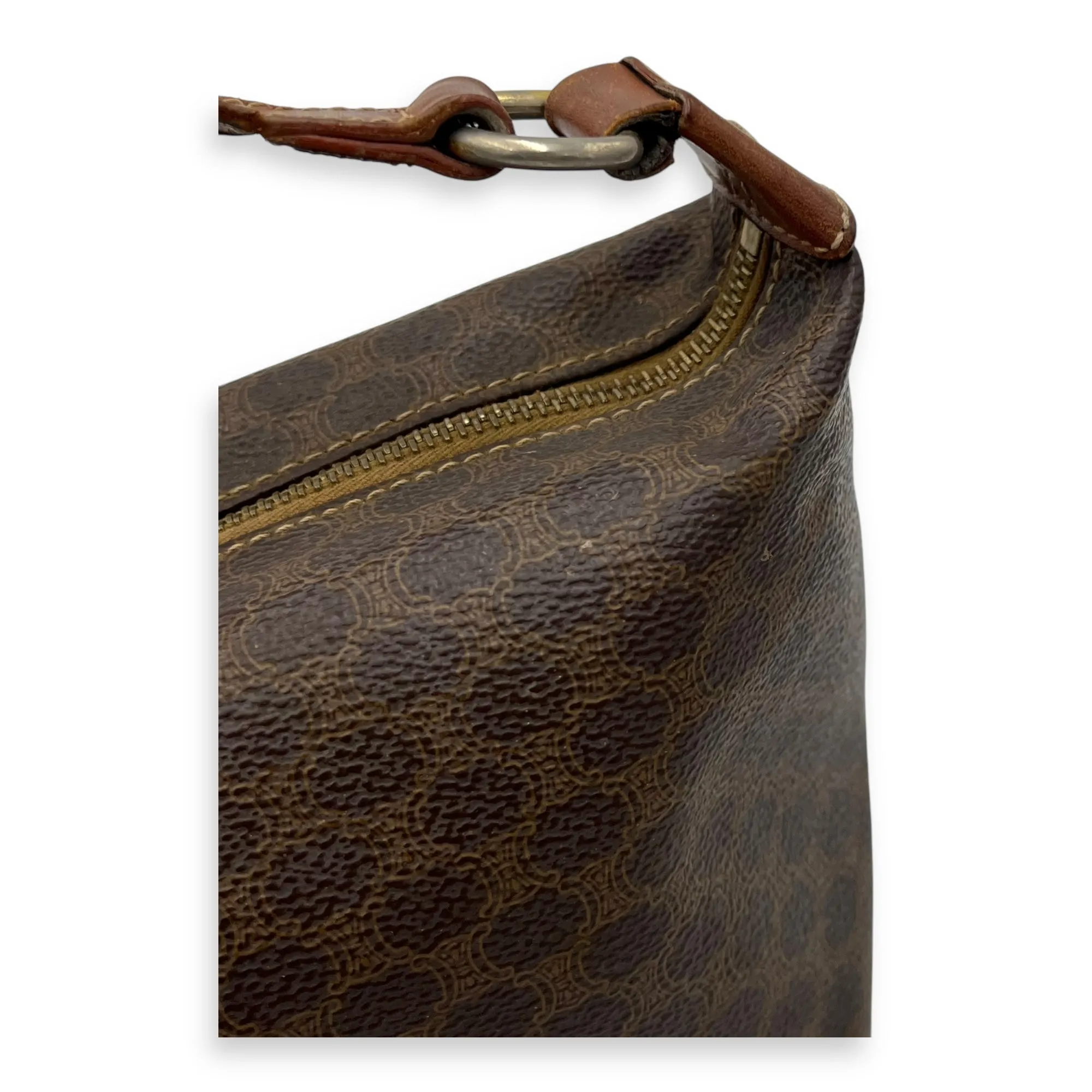 Vintage Macadam Boston Shoulder Bag Brown in Coated Canvas, Gold hardware