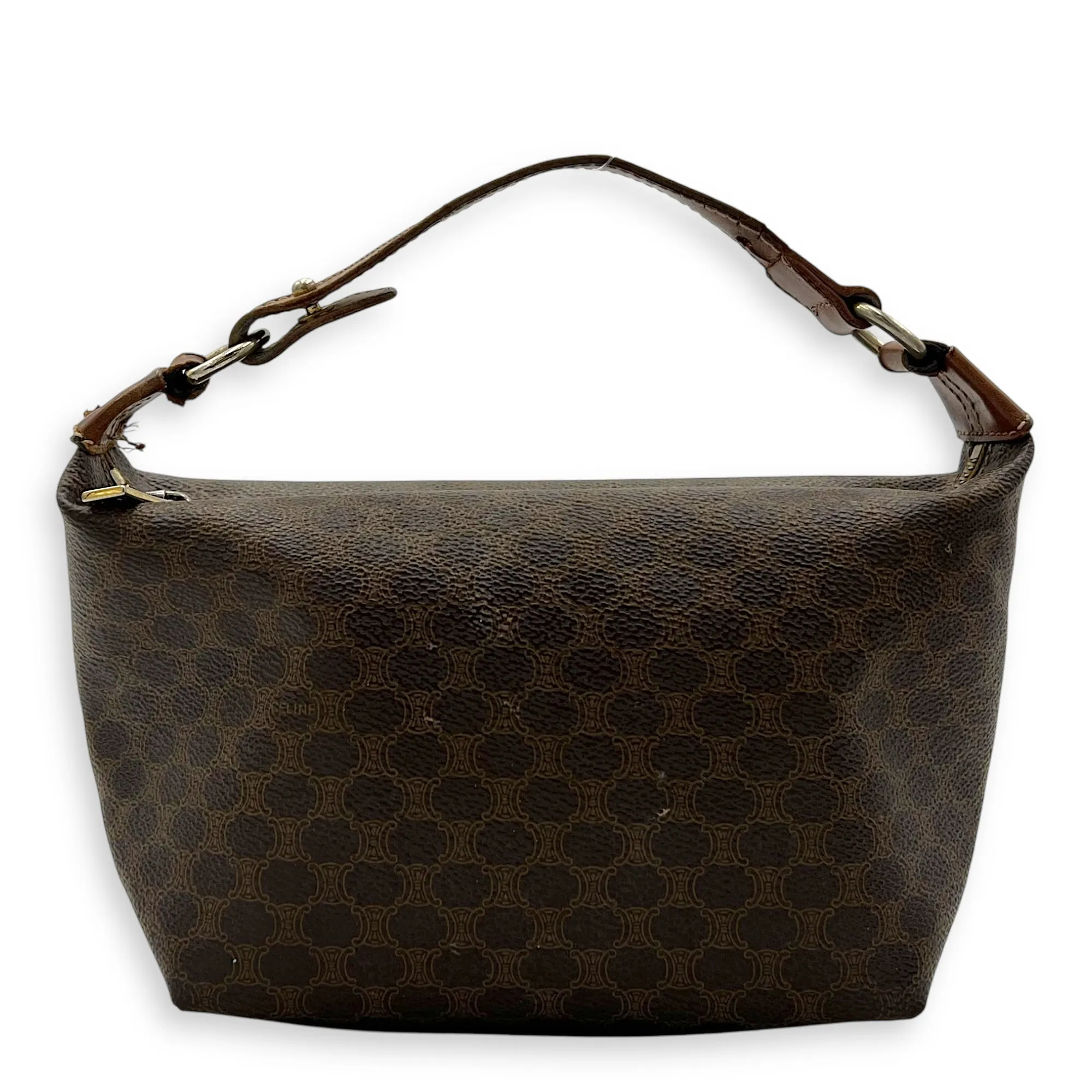 Vintage Macadam Boston Shoulder Bag Brown in Coated Canvas, Gold hardware