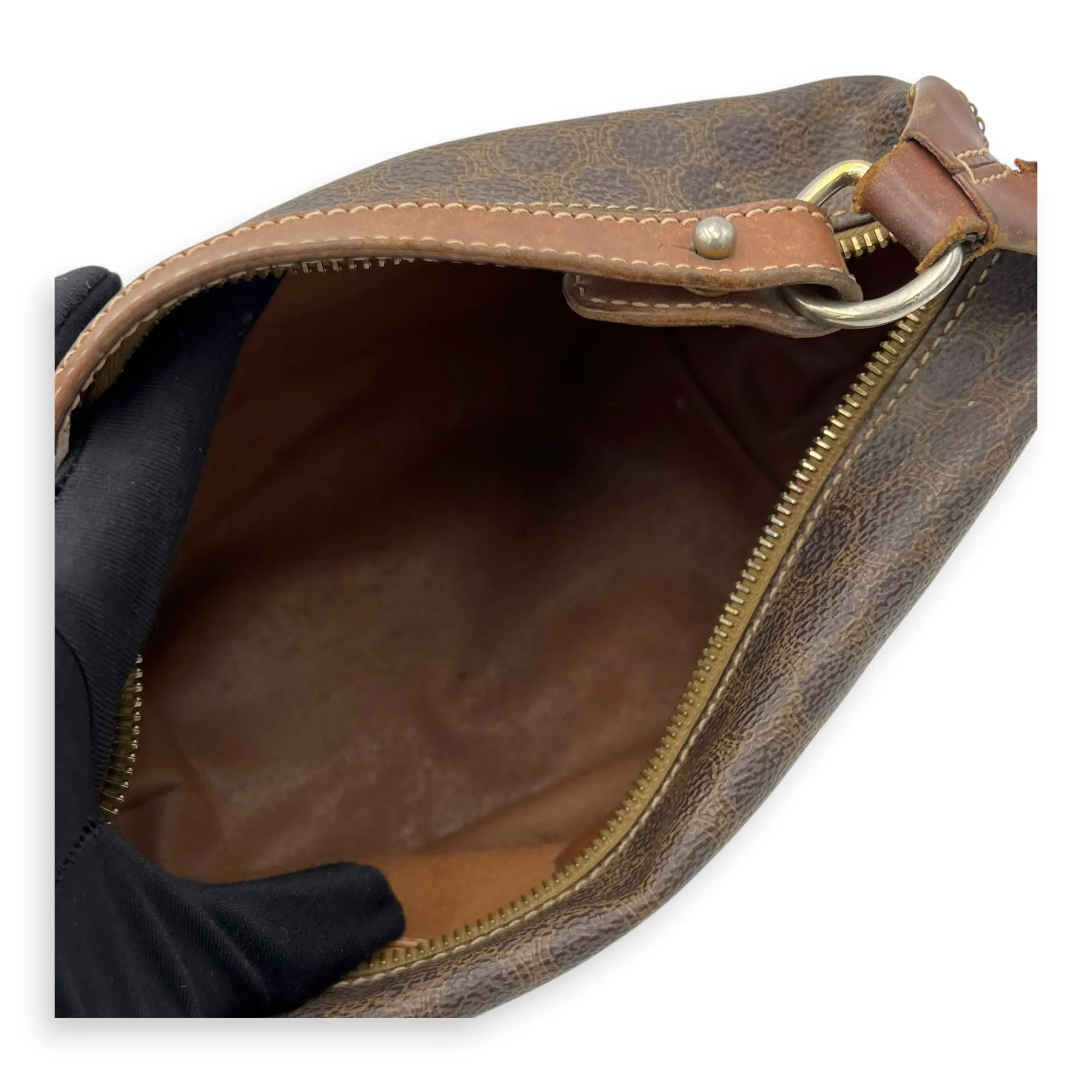 Vintage Macadam Boston Shoulder Bag Brown in Coated Canvas, Gold hardware