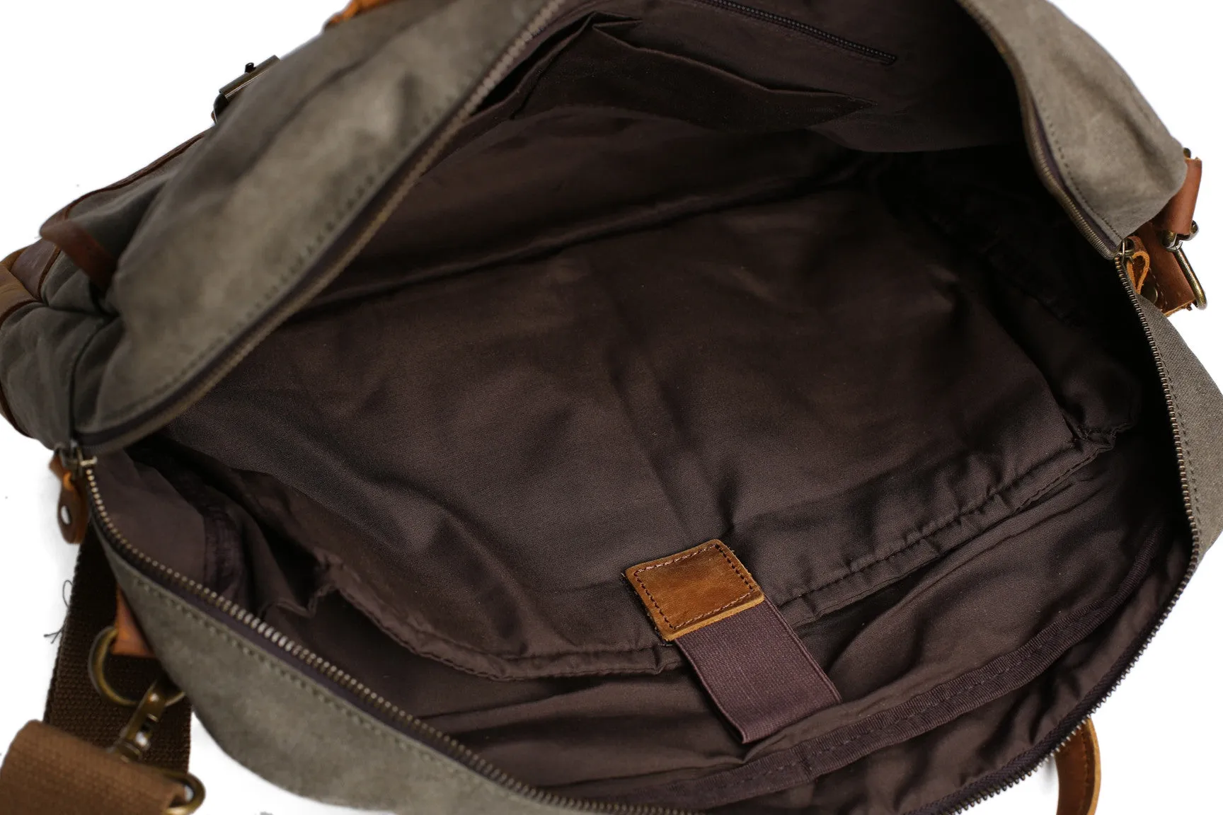Vintage Messenger Bag, Canvas and Genuine Leather Briefcase Shoulder Laptop Bag