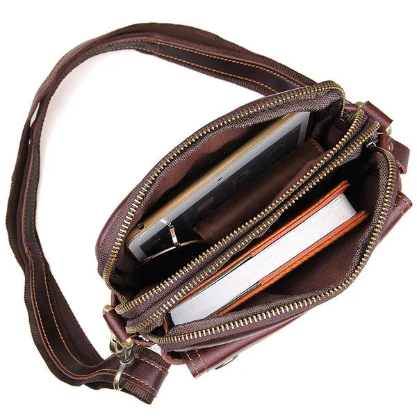 Vintage Messenger Bags Casual Leather Bags For Men Leather Messenger Crossbody Side Shoulder Bag