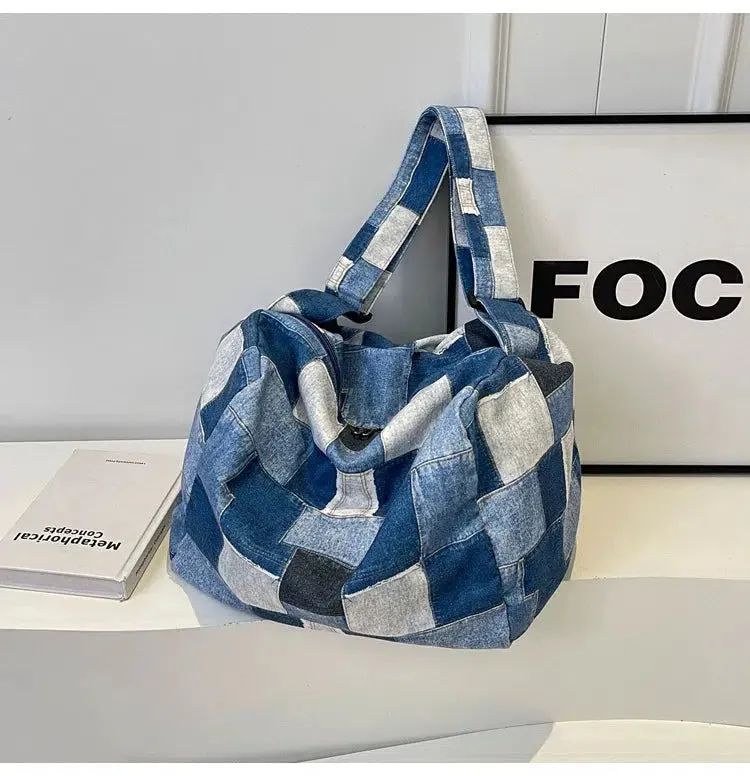 Vintage Patchwork Denim Shoulder Bag