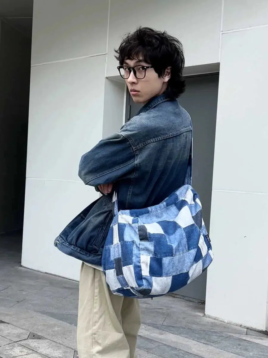 Vintage Patchwork Denim Shoulder Bag