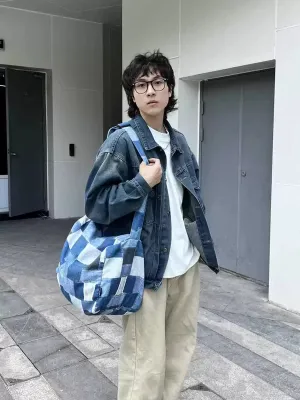 Vintage Patchwork Denim Shoulder Bag