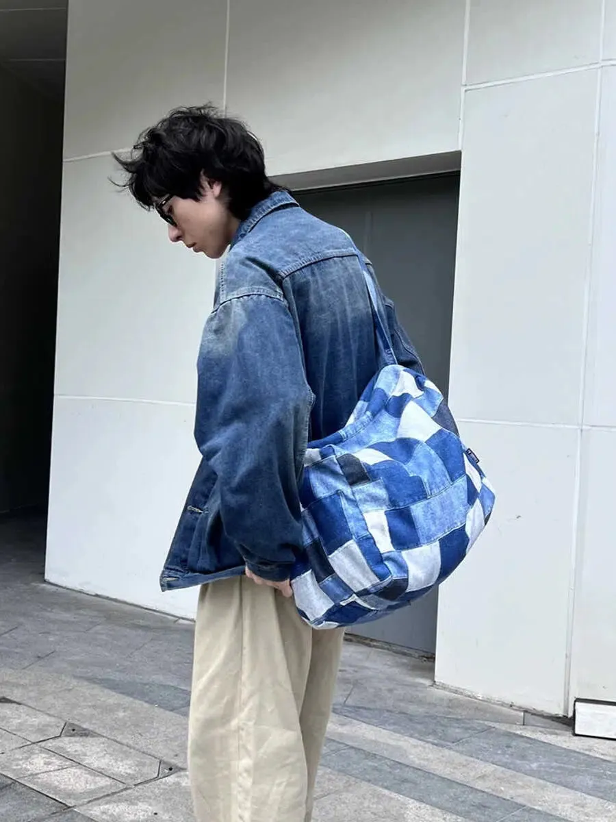 Vintage Patchwork Denim Shoulder Bag