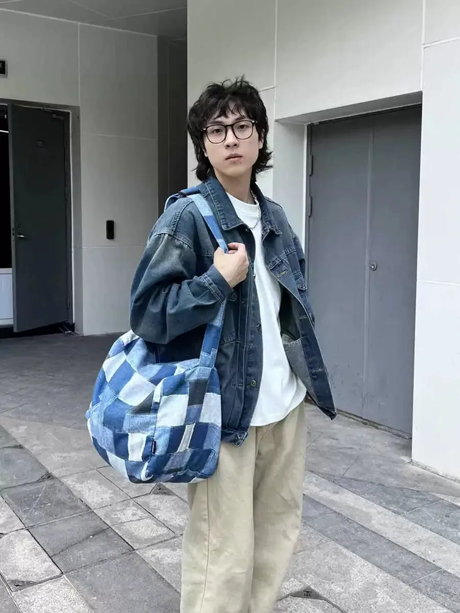 Vintage Patchwork Denim Shoulder Bag
