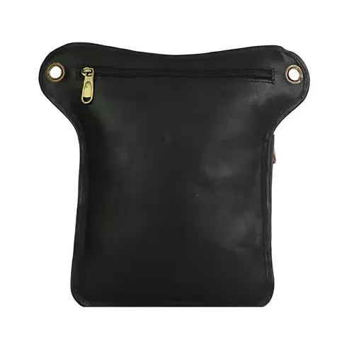 Vintage PU Leather Utility Bag – Multi-Pocket Travel & Everyday Bag (Black)