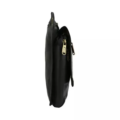 Vintage PU Leather Utility Bag – Multi-Pocket Travel & Everyday Bag (Black)