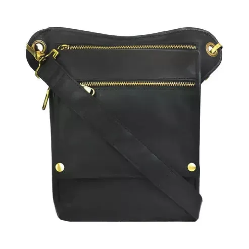 Vintage PU Leather Utility Bag – Multi-Pocket Travel & Everyday Bag (Black)