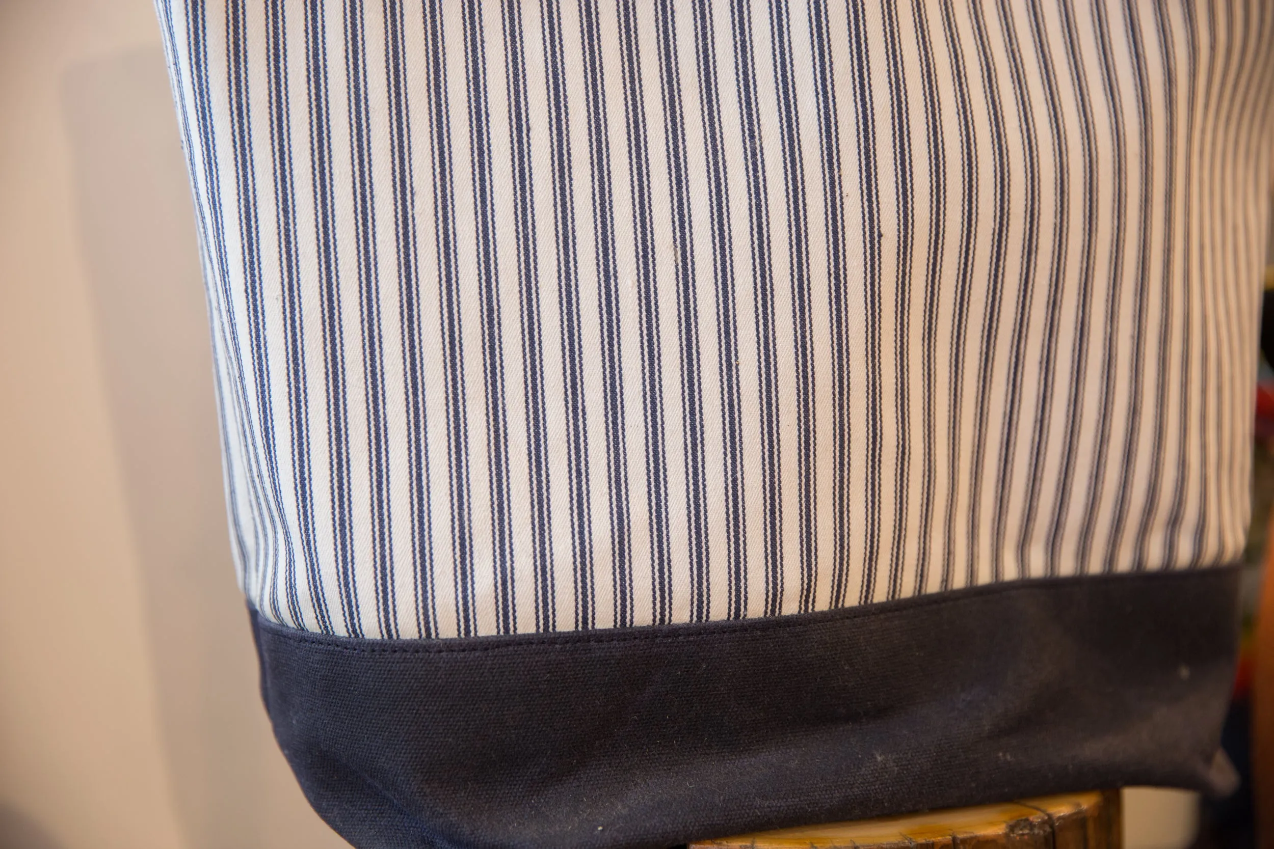 Vintage Ticking Stripe Fabric Market Tote Bag