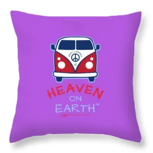 Vw Happy Camper Heaven On Earth - Throw Pillow