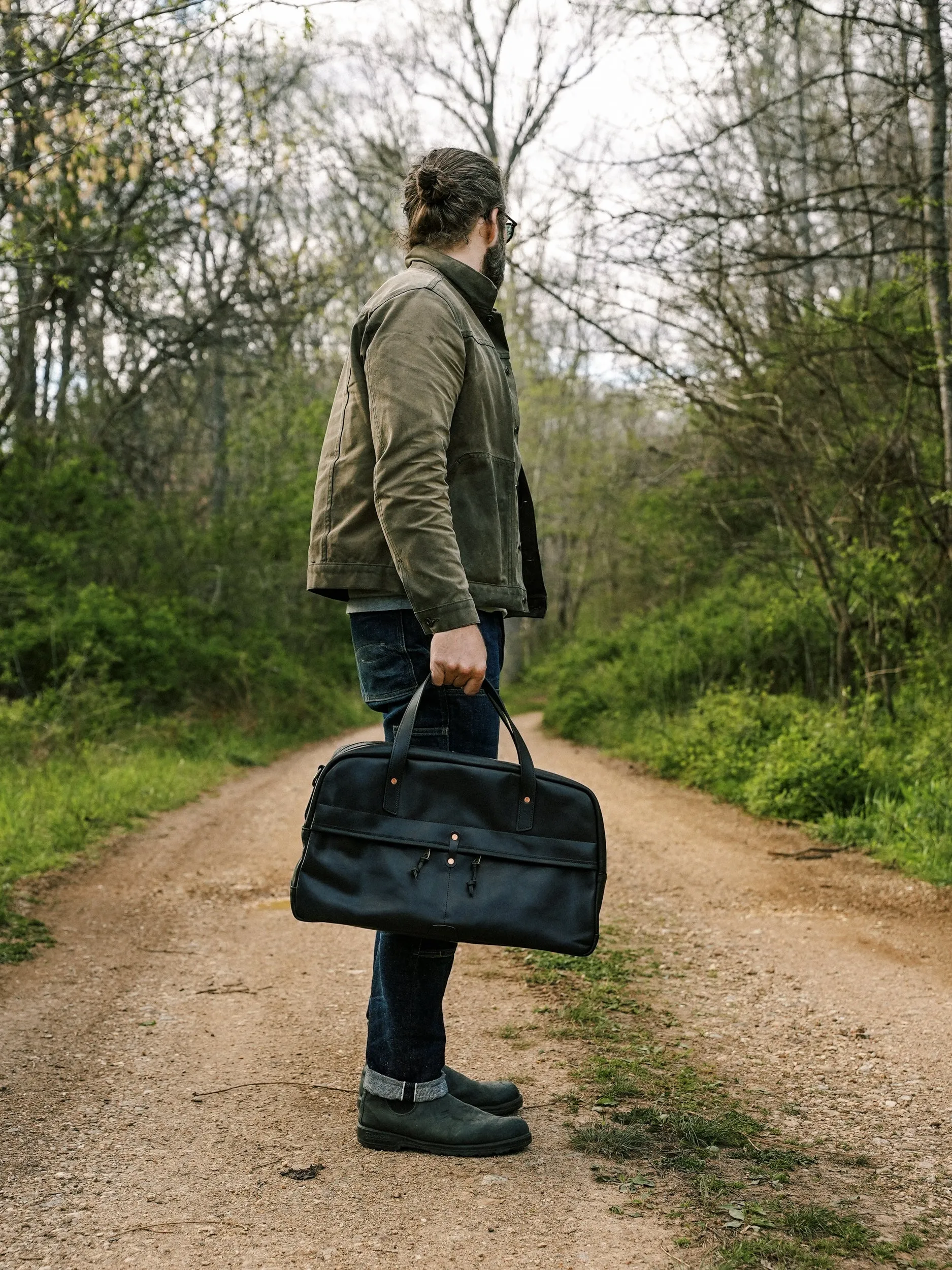 Weekender Duffle - Horween Black Essex - Late Jan 2025 Delivery