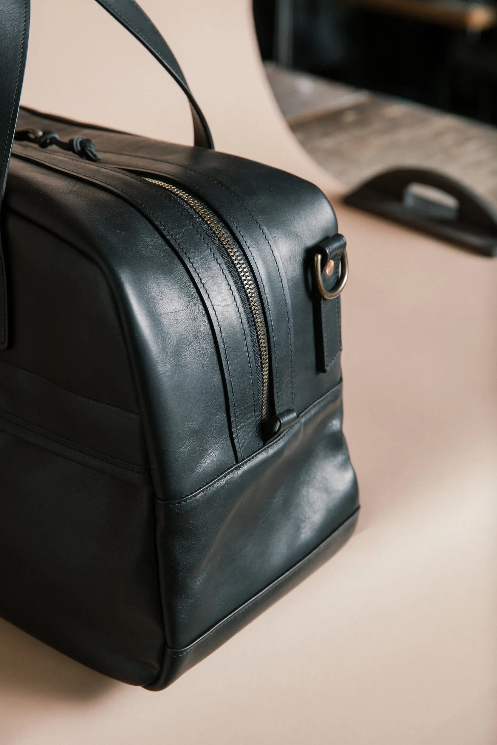 Weekender Duffle - Horween Black Essex - Late Jan 2025 Delivery