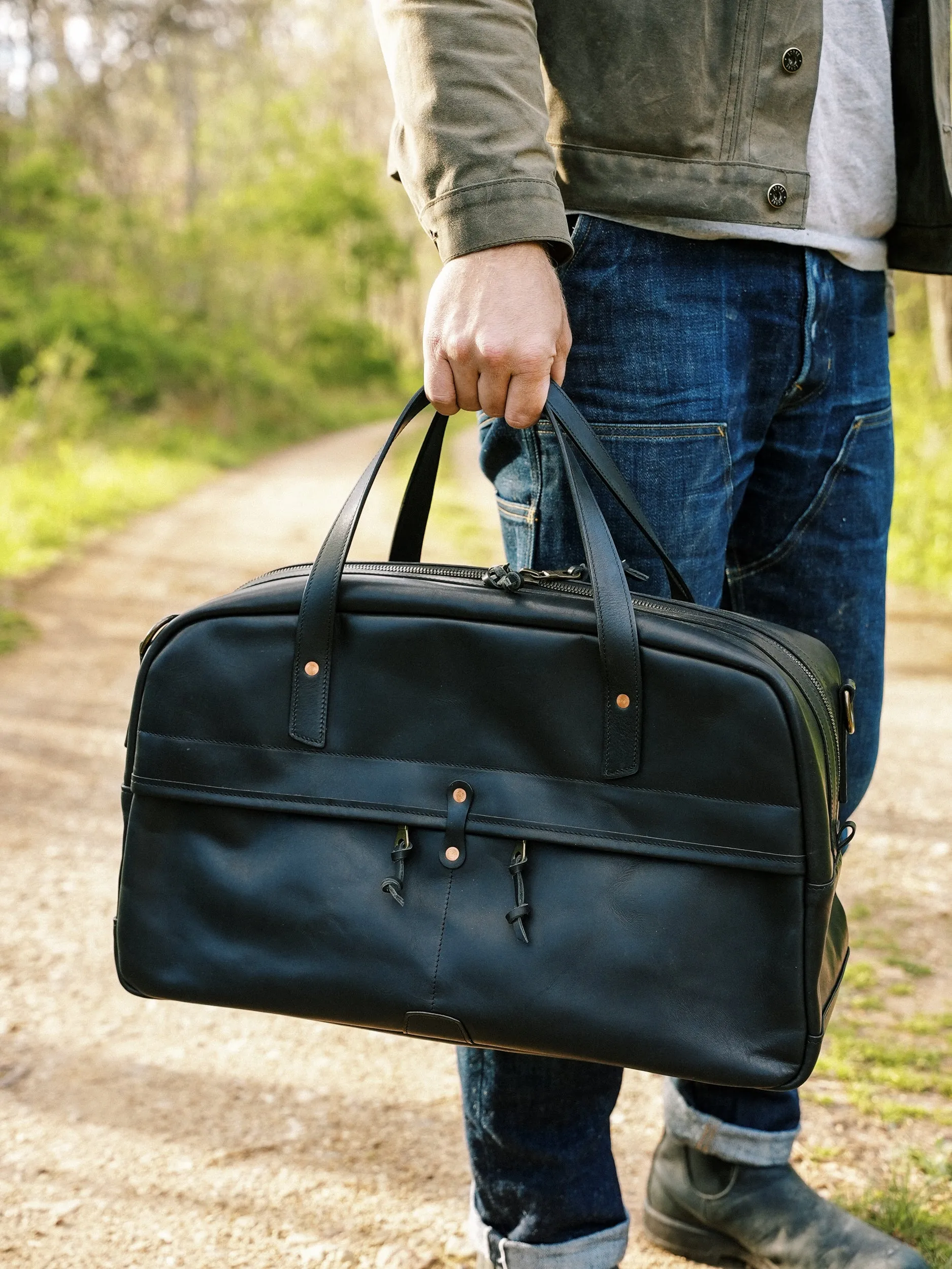 Weekender Duffle - Horween Black Essex - Late Jan 2025 Delivery