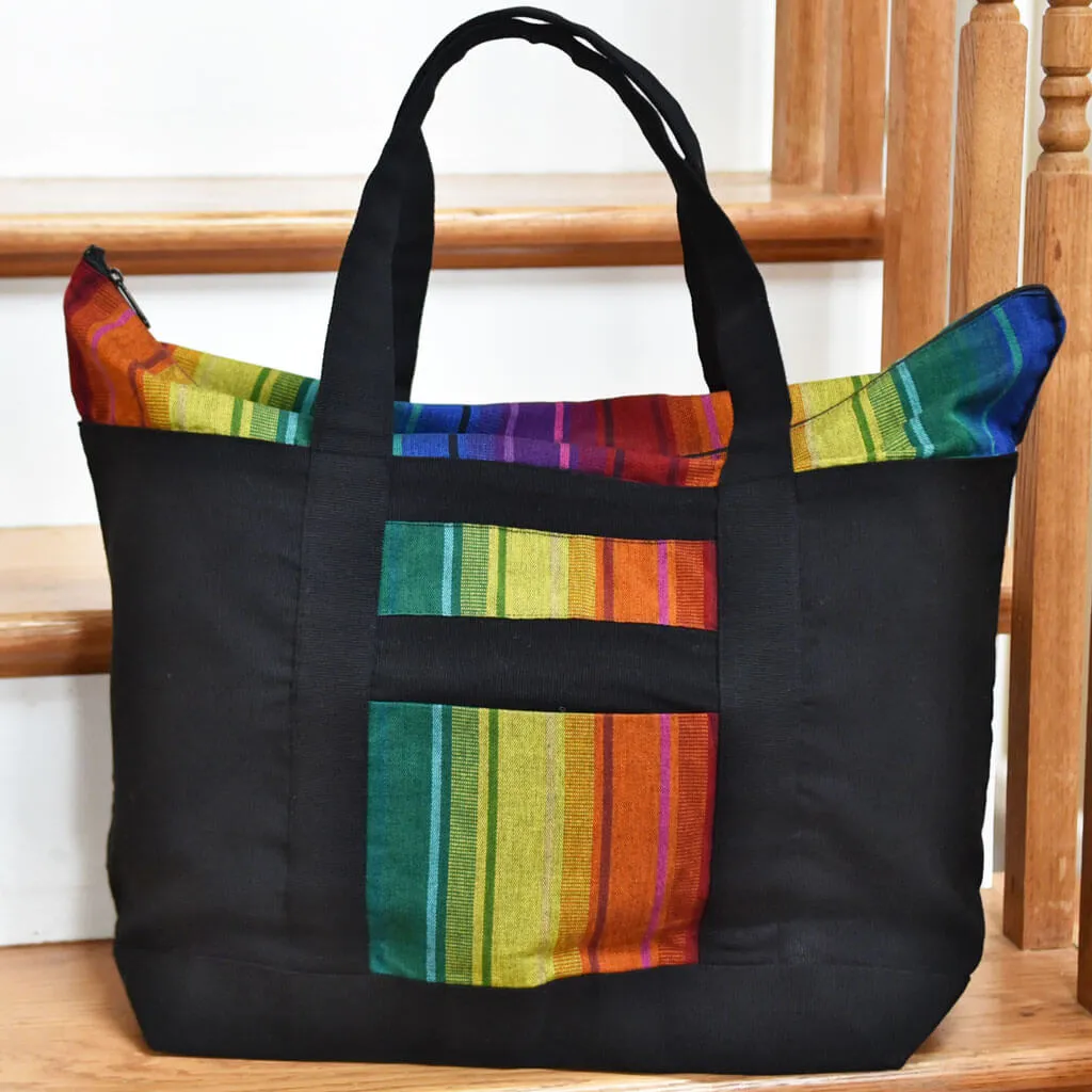 Weekender Tote | Rainbow Stripe on Black