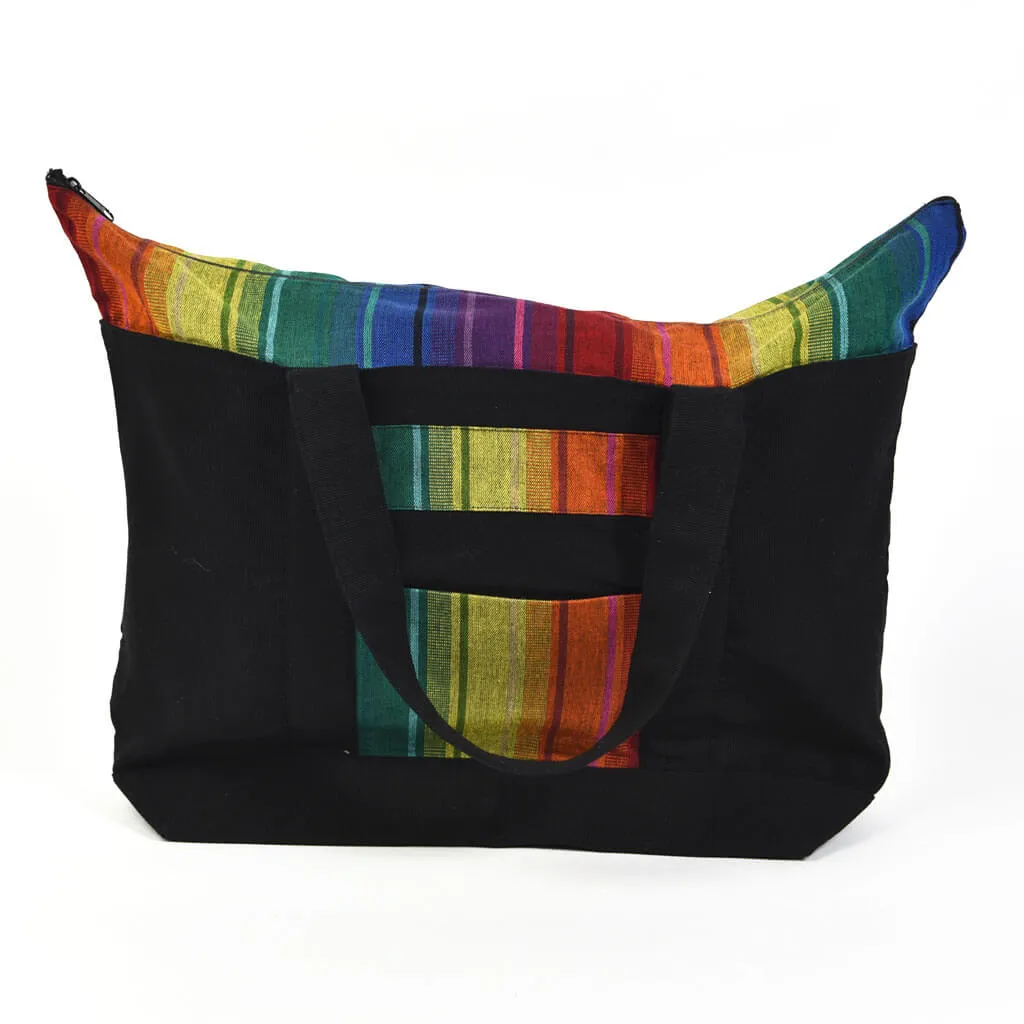 Weekender Tote | Rainbow Stripe on Black