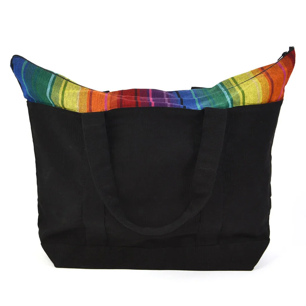 Weekender Tote | Rainbow Stripe on Black