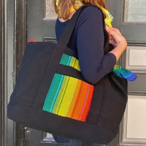 Weekender Tote | Rainbow Stripe on Black