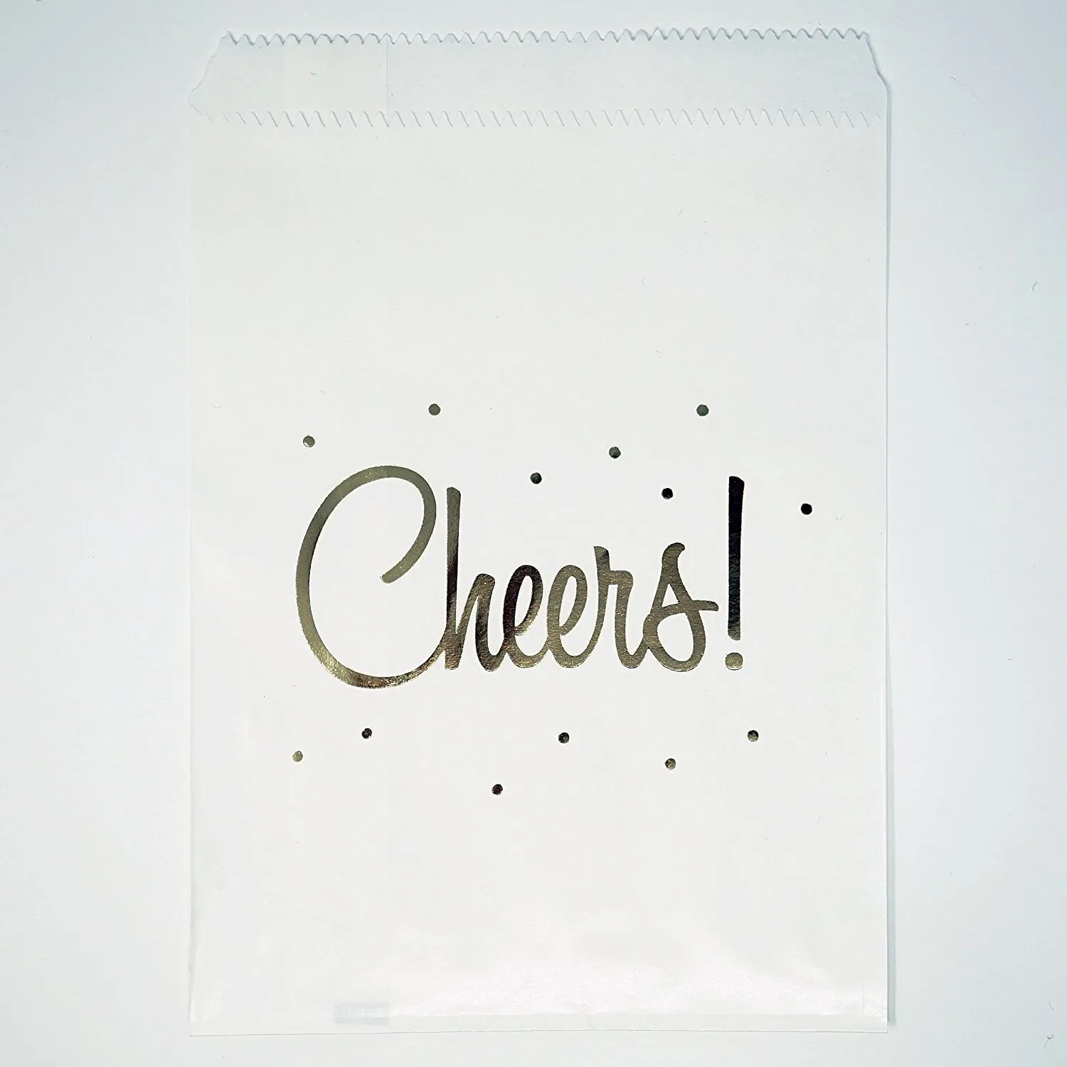 White and Gold Cheers Party Favor Gift Bags Popcorn Treat Bags- 48 count