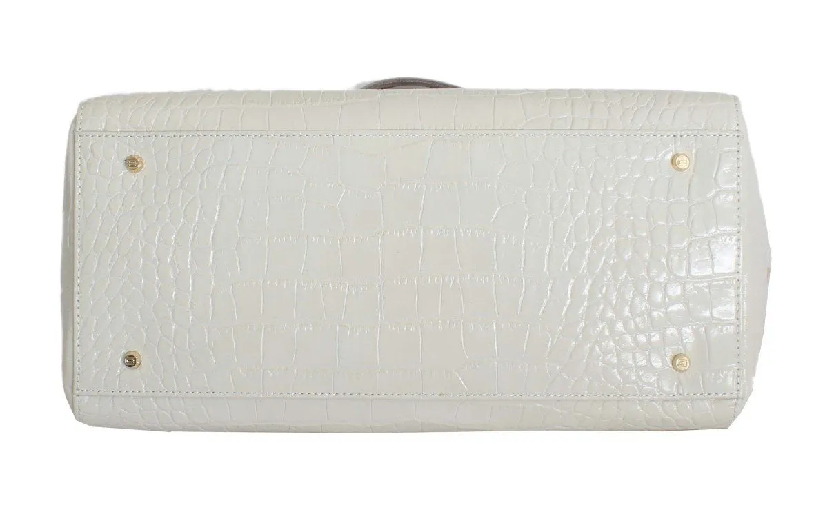 White Leather Shoulder Shopping Bag