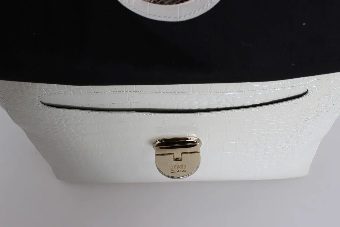 White Leather Shoulder Shopping Bag
