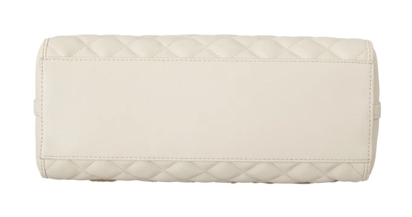 White Quilted Faux Leather Shoulder Bag