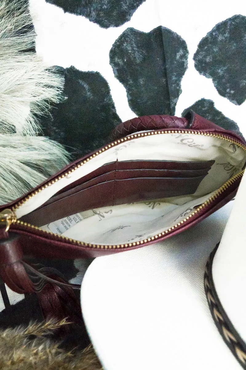 Wine Faux Leather Bangle Clutch