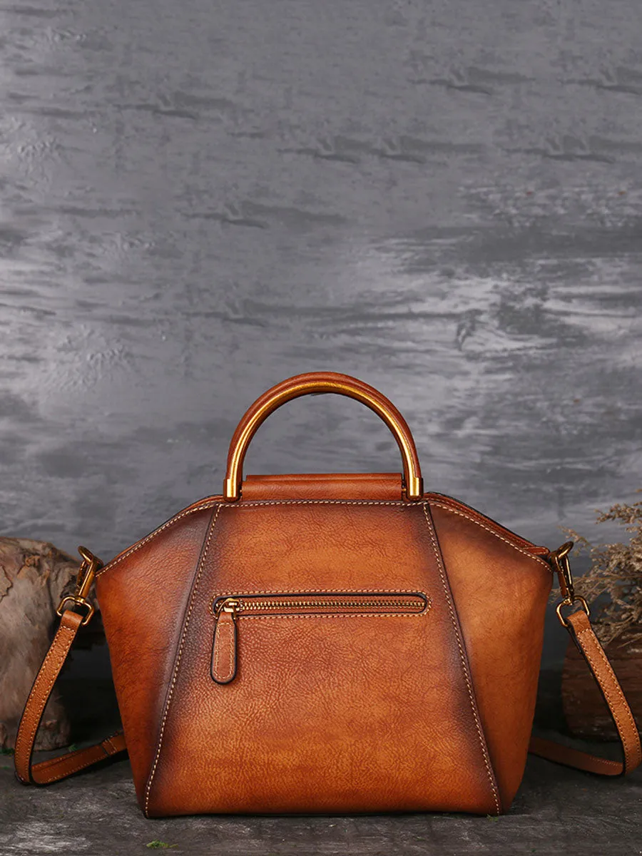 Women Retro Crossbody Embossing Genuine Leather Handbags