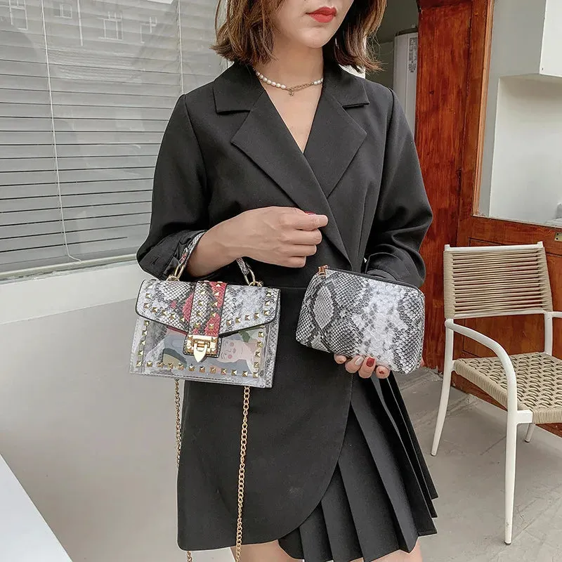 Women Studded Graffiti Crossbody Bags Fashion Shoulder Bag For Ladies High Quality