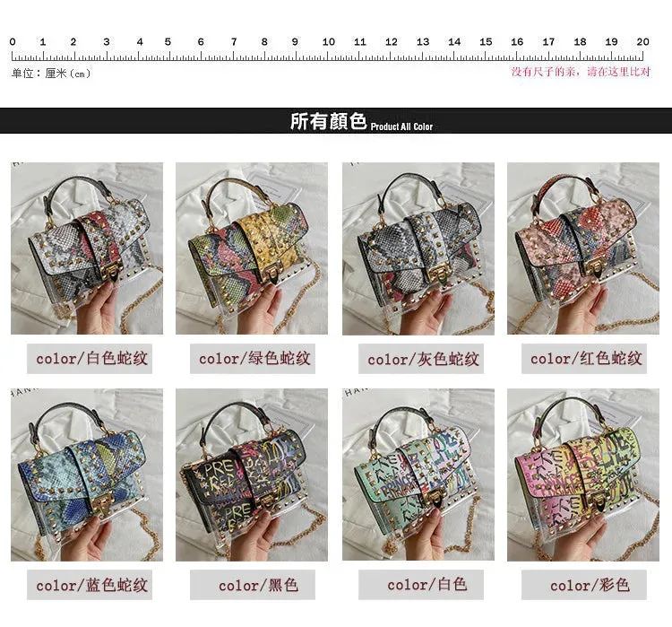 Women Studded Graffiti Crossbody Bags Fashion Shoulder Bag For Ladies High Quality