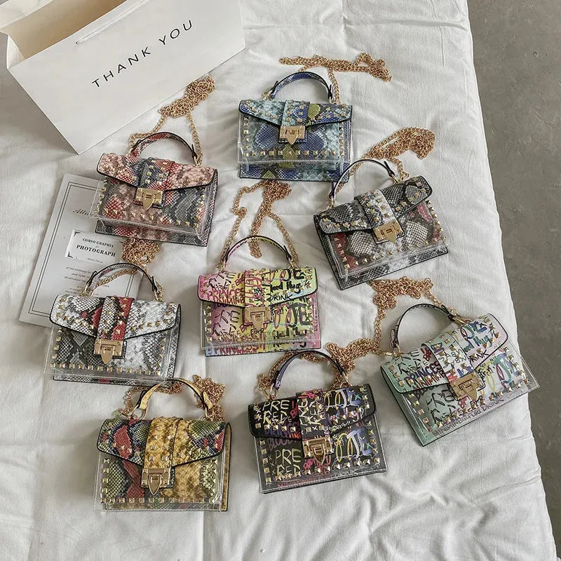 Women Studded Graffiti Crossbody Bags Fashion Shoulder Bag For Ladies High Quality