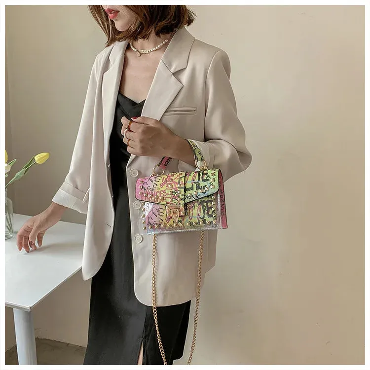 Women Studded Graffiti Crossbody Bags Fashion Shoulder Bag For Ladies High Quality