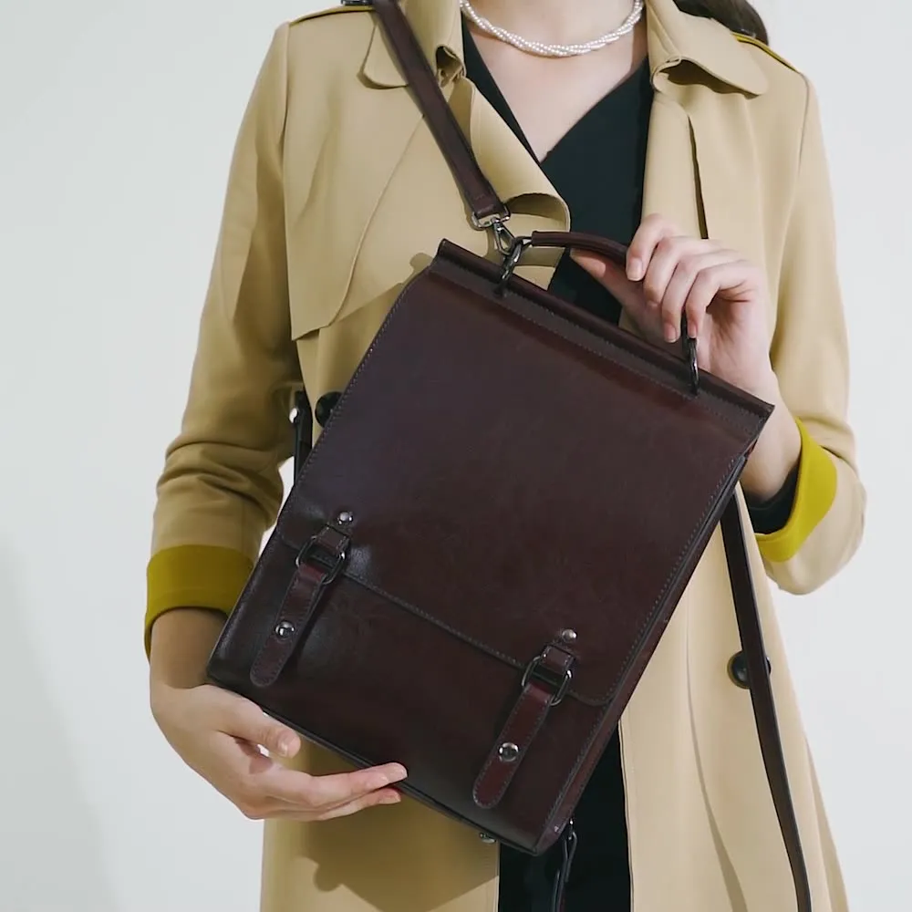 Women Vintage Cowhide Minimalist Backpack