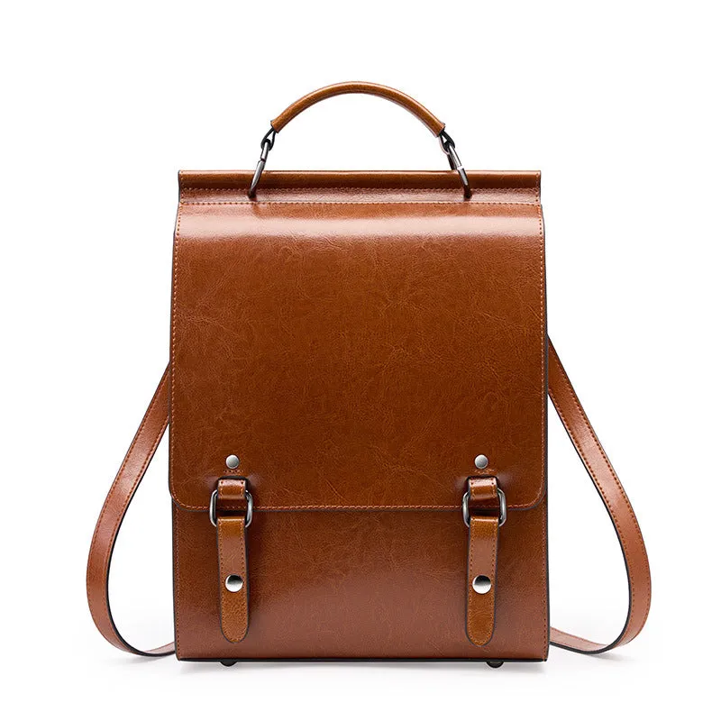 Women Vintage Cowhide Minimalist Backpack