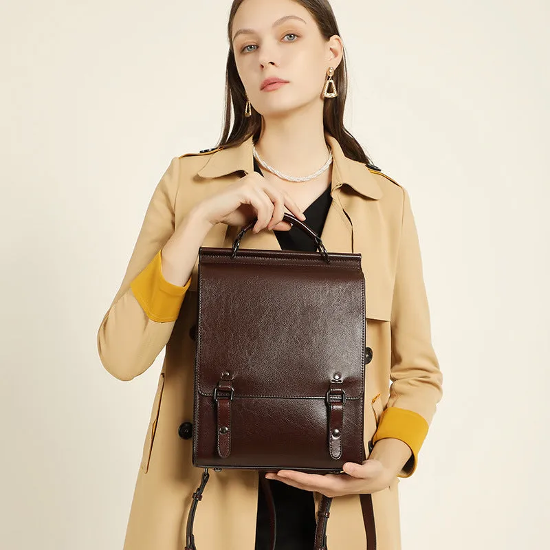 Women Vintage Cowhide Minimalist Backpack
