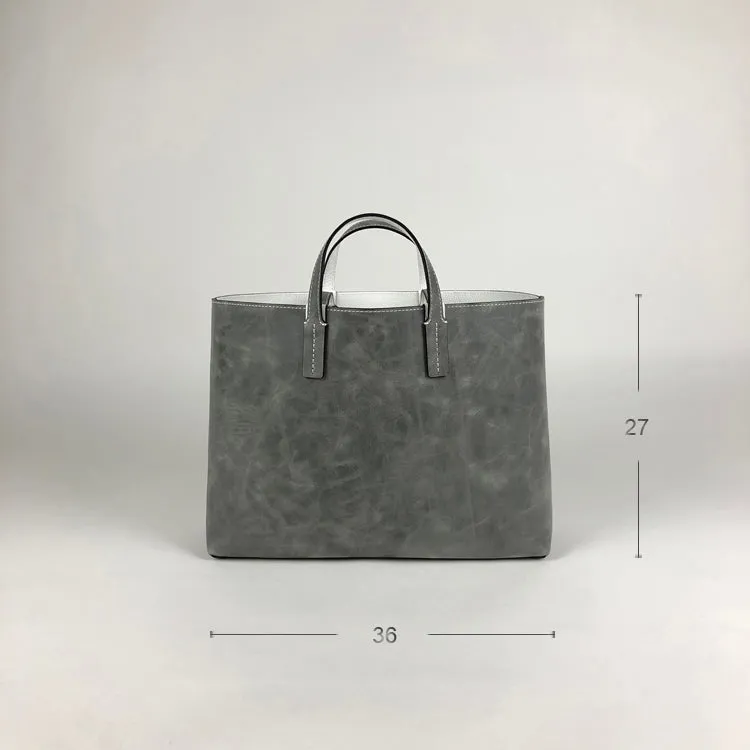 Womens Gray Leather Shoulder Tote Bags Best Tote Handbag Shopper Bags Purse for Ladies