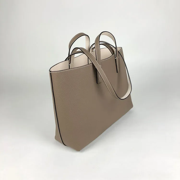 Womens Gray Leather Shoulder Tote Bags Best Tote Handbag Shopper Bags Purse for Ladies
