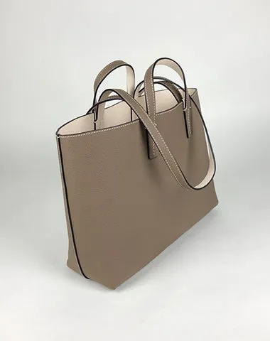 Womens Gray Leather Shoulder Tote Bags Best Tote Handbag Shopper Bags Purse for Ladies
