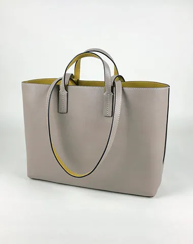 Womens Gray Leather Shoulder Tote Bags Best Tote Handbag Shopper Bags Purse for Ladies