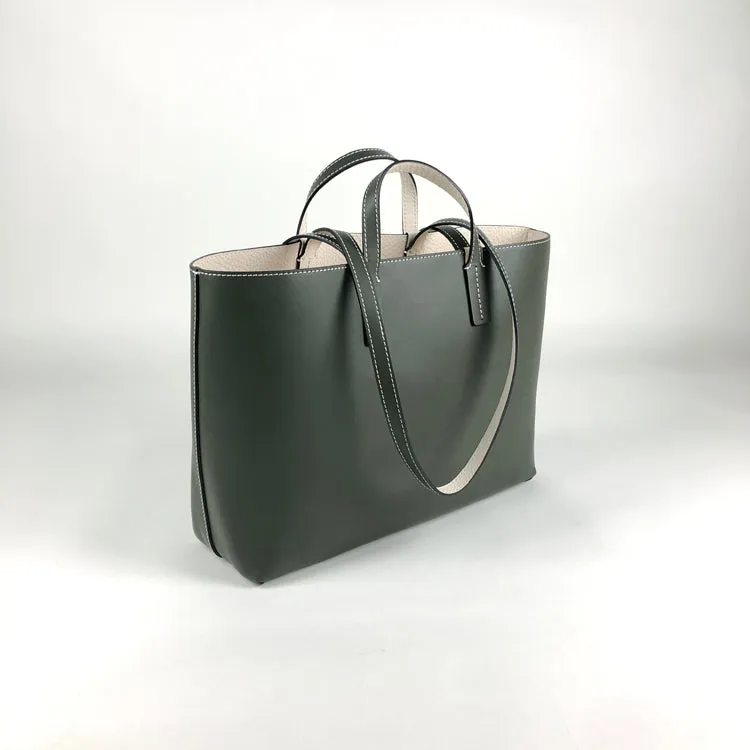 Womens Gray Leather Shoulder Tote Bags Best Tote Handbag Shopper Bags Purse for Ladies