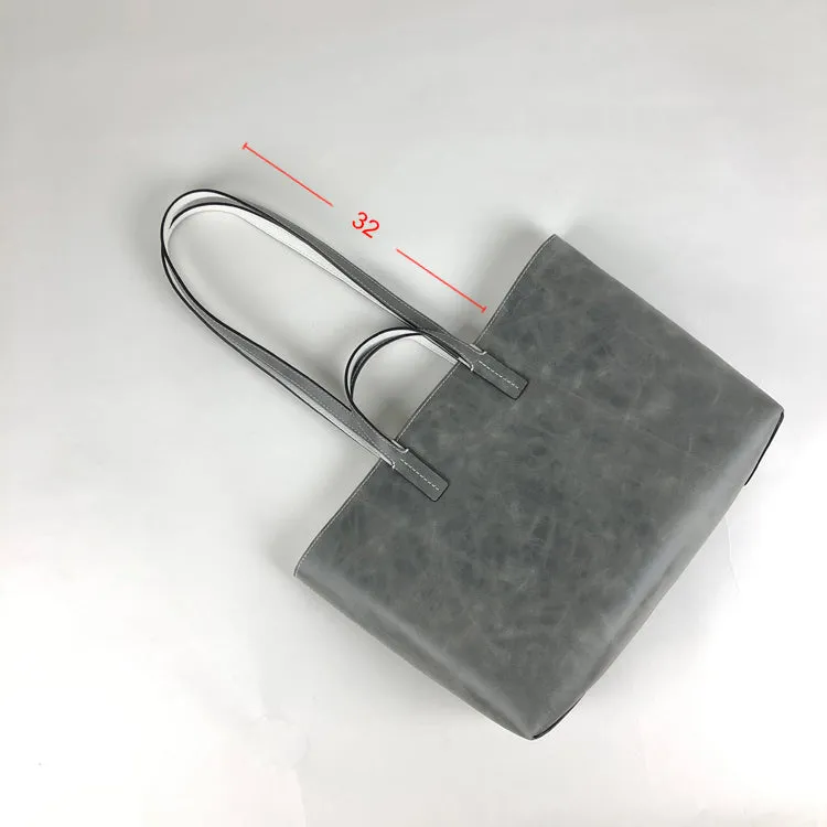 Womens Gray Leather Shoulder Tote Bags Best Tote Handbag Shopper Bags Purse for Ladies