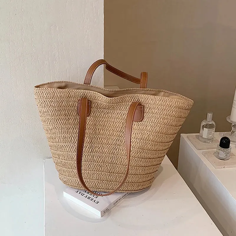 Women's Large Capacity Straw Woven Shoulder Bag