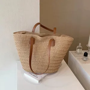 Women's Large Capacity Straw Woven Shoulder Bag